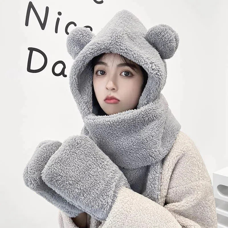 Earmuffs included with warm winter hat set