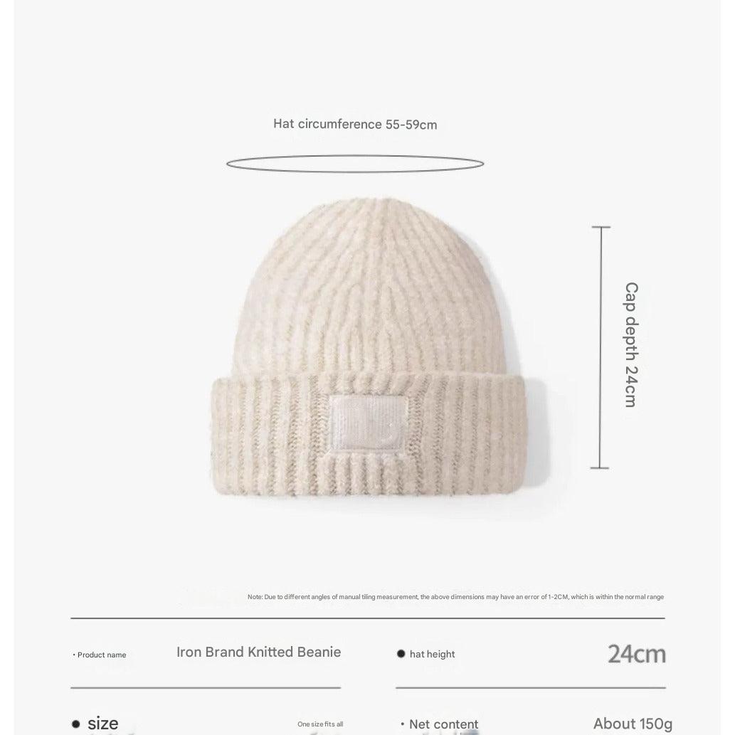 Gray knit beanie hat for women outdoor use