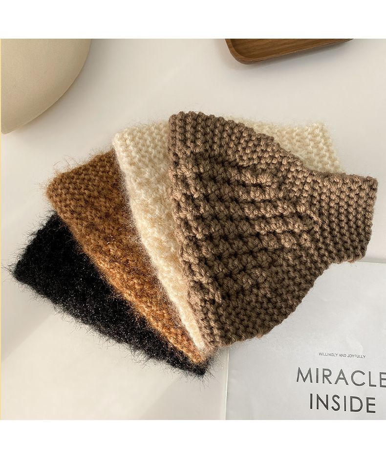 Elegant grey knitted ear warmer for women