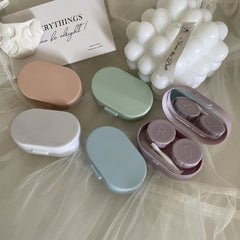 Stylish contact lens case with mirror in cream colour
