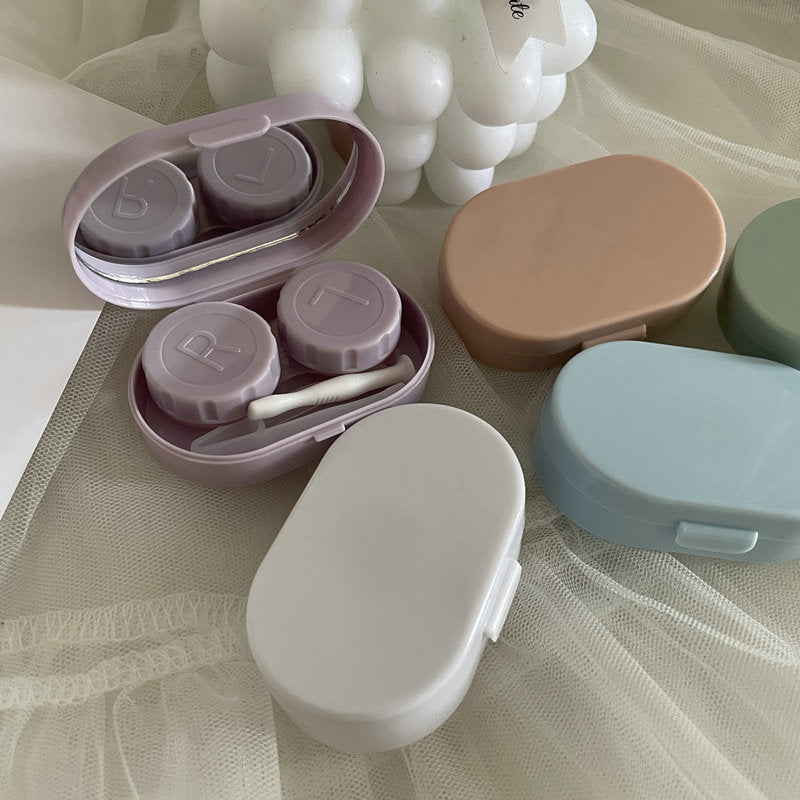 Compact dual compartment lens case with mirror