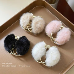 Stylish Plush Metal Hair Claw in White