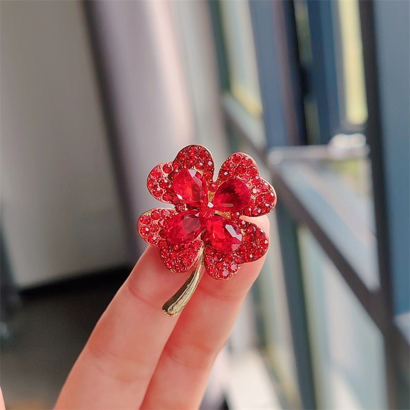 Wearing the stylish cat eye brooch
