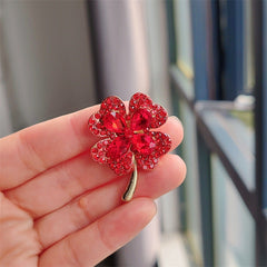 Clover design brooch in casual setting