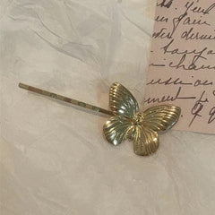 Gold Butterfly Hair Clip with Rhinestones