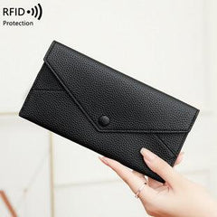Close-up of multiple card slots in women's wallet