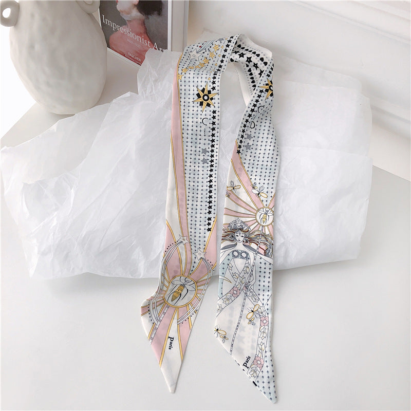 close-up of tarot print scarf on a surface 2