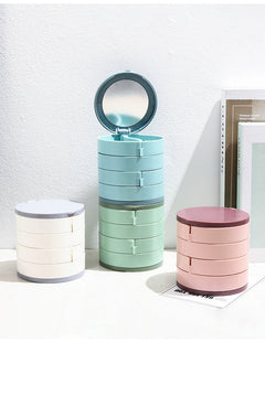 Front view of elegant multi-layer jewellery organiser box