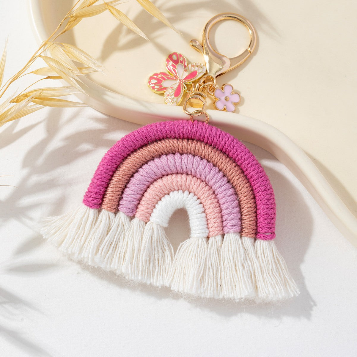 Vibrant Multi-Colour Butterfly Flower Keychain Pendant Image 1