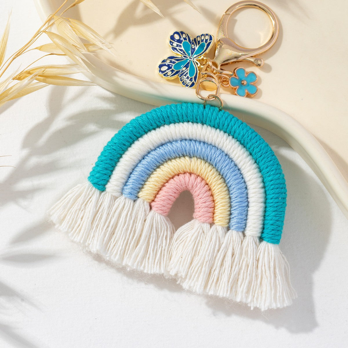 Vibrant Multi-Colour Butterfly Flower Keychain Pendant Image 2