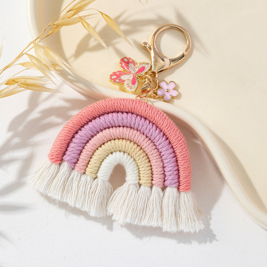 Vibrant Multi-Colour Butterfly Flower Keychain Pendant Image 3